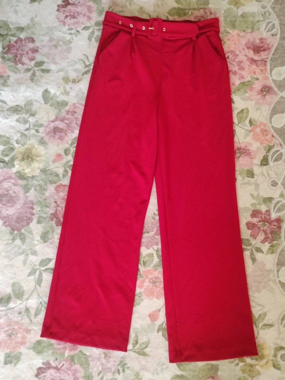 Fashion Nova Scarlet High-Rise Belted Wide-Leg Pants